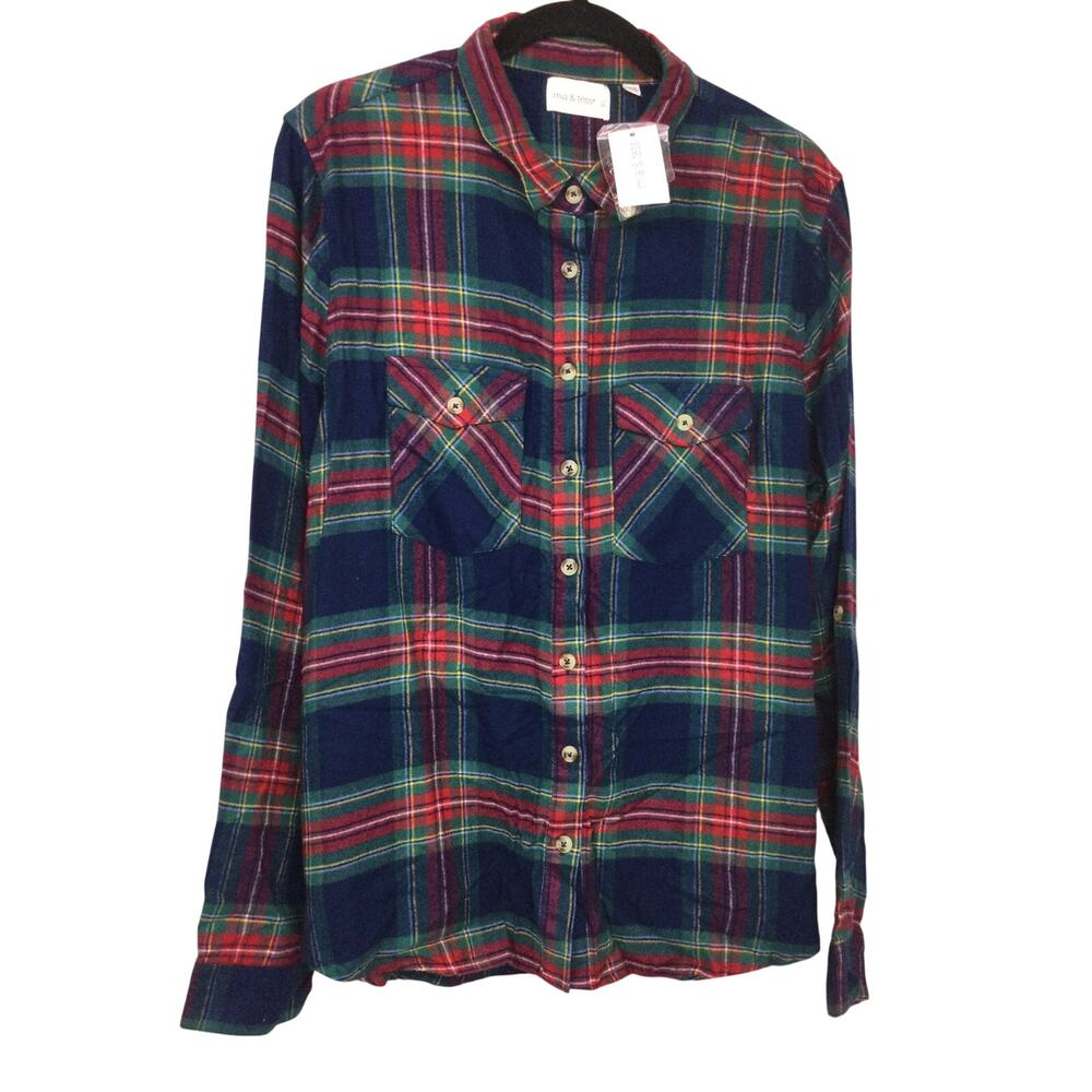 Mia & Tess Casual Cozy Plaid Collared Long Sleeve Button Down Flannel Women's XL